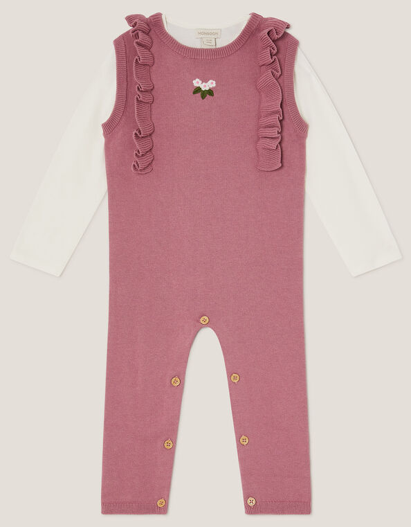 Baby Top & Knit Dungarees Set, Pink (PINK), large