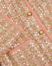 Tweed Sequin Button Jacket, Pink (PINK), large
