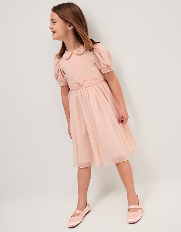 Romee Puff Sleeve Embroidered Party Dress, Pink (PALE PINK), large