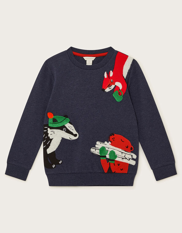 Animal Embroidered Applique Jumper , Blue (NAVY), large