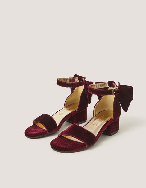 Open-Toe Bow Heels, Red (BURGUNDY), large