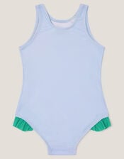Baby Turtle Applique Swimsuit, Blue (BLUE), large