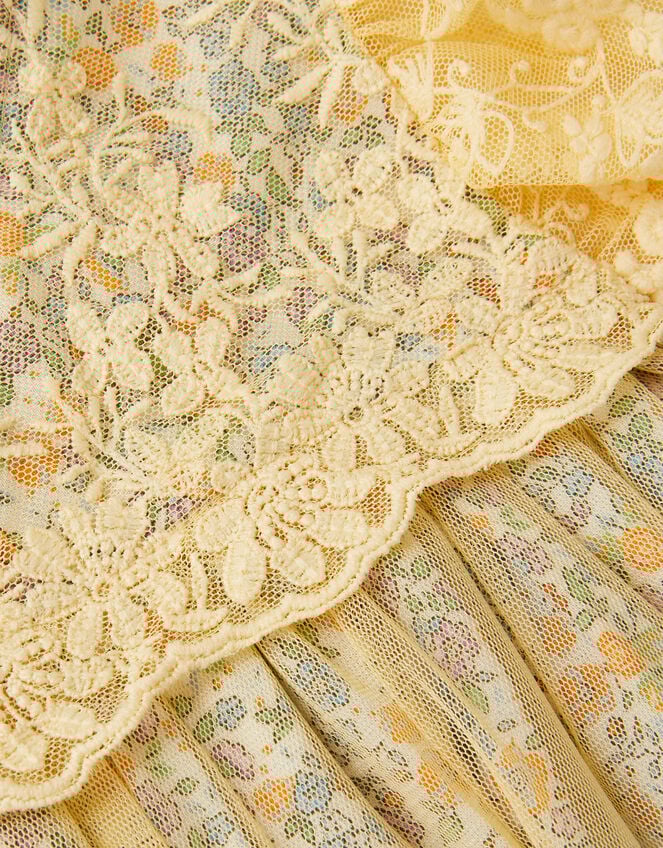 Darcie Ditsy Floral Mesh Dress, Yellow (YELLOW), large