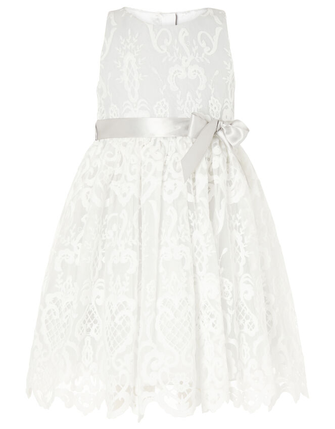 Embroidered Lace Dress, Grey (GREY), large
