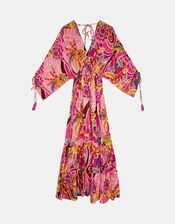 Piti Cuiti Floral Print Maxi Kaftan Dress, Pink (PINK), large