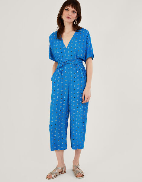 Diamond Print Jumpsuit, Blue (BLUE), large