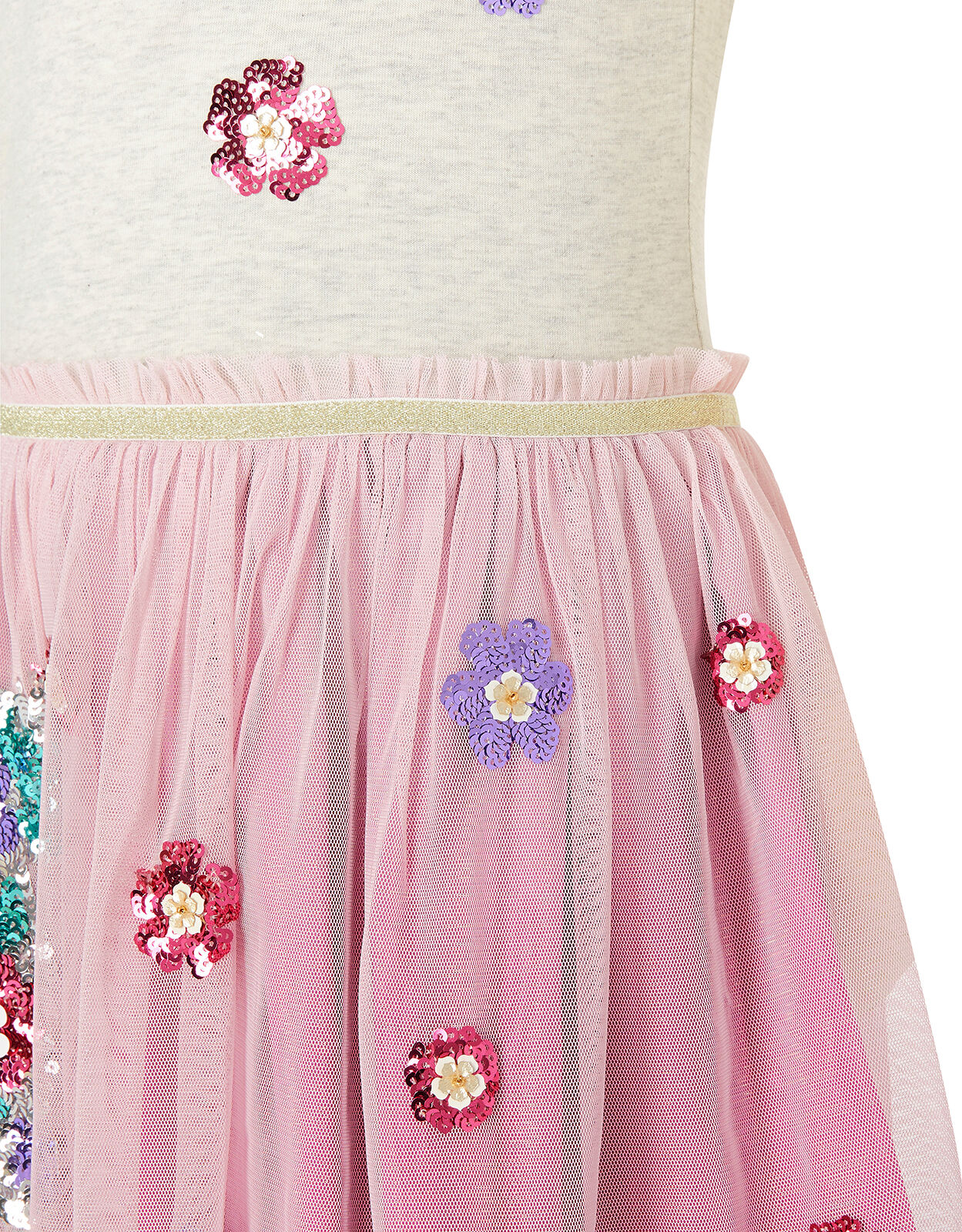 Sequin Floral Unicorn Disco Dress Camel