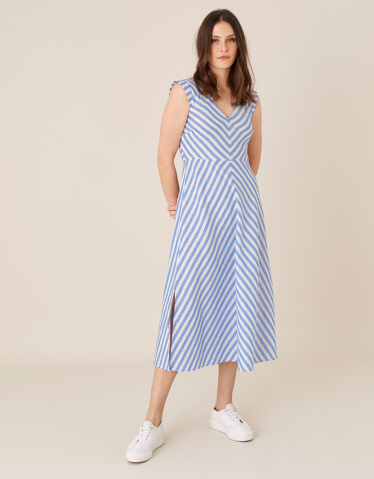 Monsoon ribbon stripe dress clearance