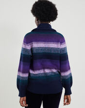 Ombre Stripe Jumper with Recycled Polyester, Purple (PURPLE), large