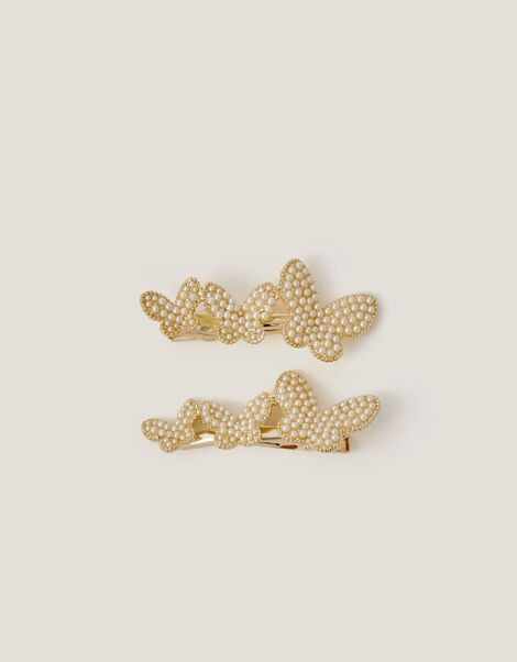 2-Pack Pearl Butterfly Hair Clips, , large