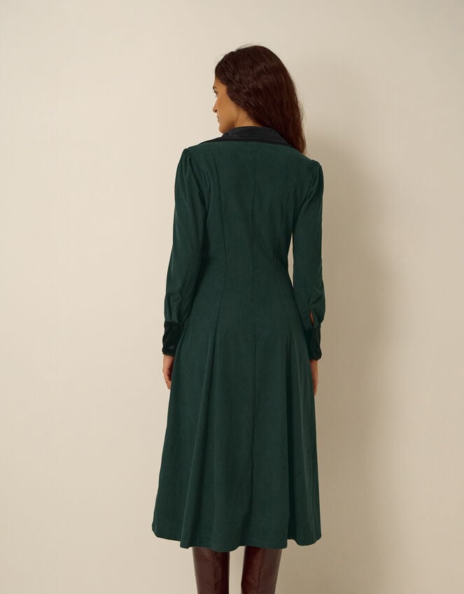 Saba Collar Corduroy Midi Dress, Green (DARK GREEN), large