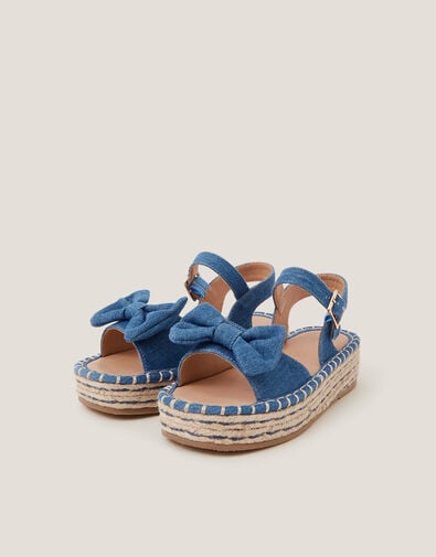 Denim Bow Espadrille Sandals, Blue (BLUE), large