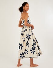 Abstract Floral Print Halter Neck Dress, Ivory (IVORY), large