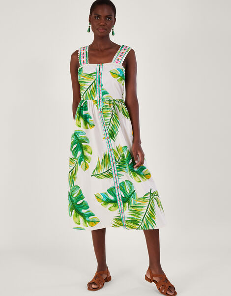 Palm Print Sundress, White (WHITE), large