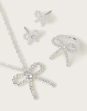Diamante Bow Jewellery Set, , large