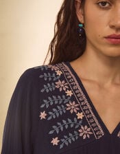 East Carita Hand-Embroidered Maxi Dress, Blue (NAVY), large