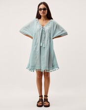 Astrid Tassel Embellished Mini Kaftan, Blue (AQUA), large