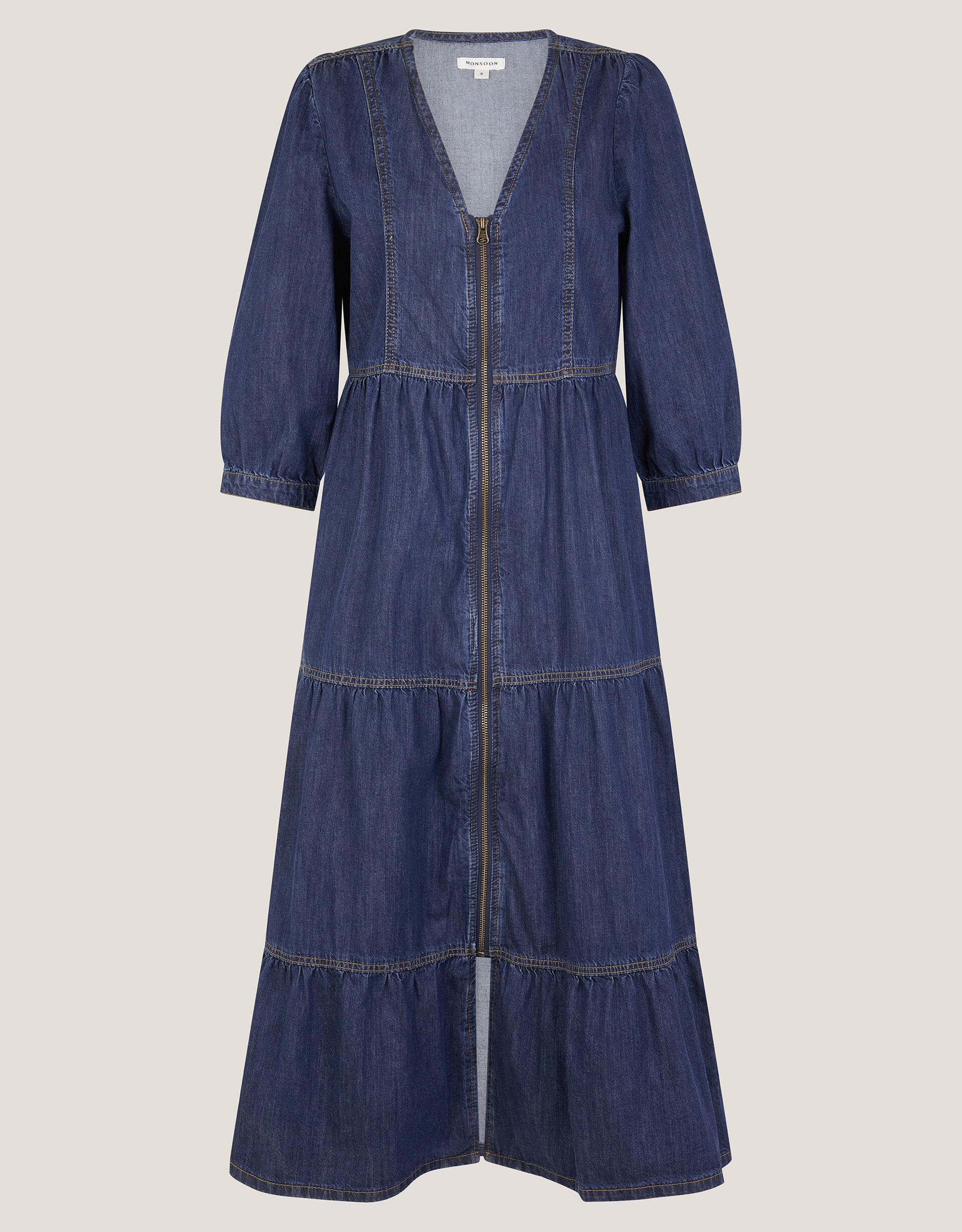 Maya Zip Denim Midi Dress Blue | Day Dresses | Monsoon US.