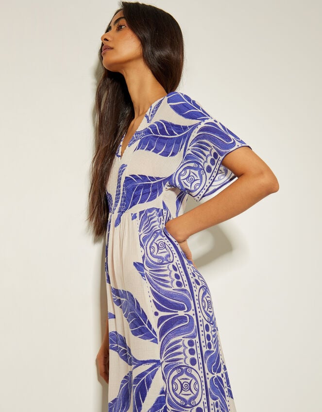 Dinah Palm Print Midi Dress, White (WHITE), large