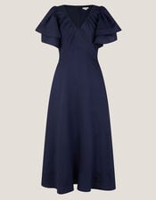 Patricia Ruffle Sleeve Midi Dress, Blue (NAVY), large