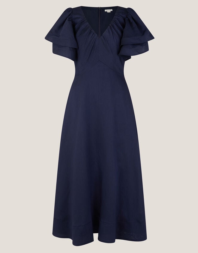 Patricia Ruffle Sleeve Midi Dress, Blue (NAVY), large