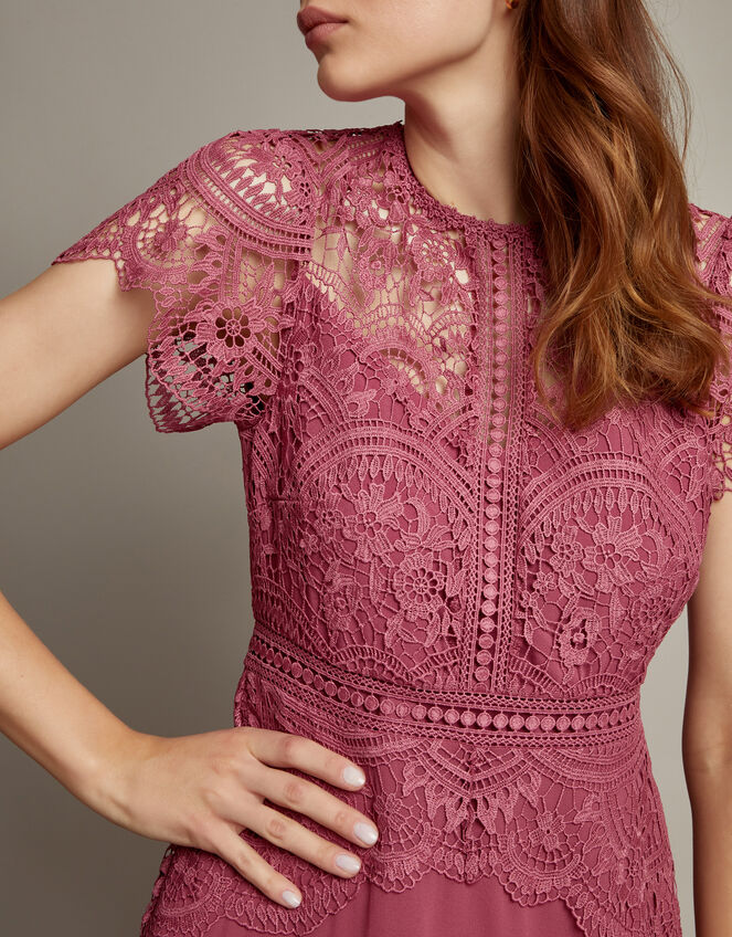 Monica Lace Midi Dress, DARK PINK, large