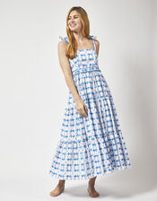 DEEBA Willa Print Tiered Dress, White (WHITE), large