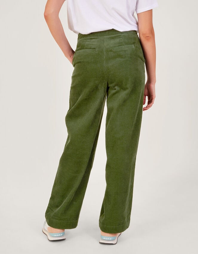 Cord Wide Leg Suit Trousers, Green (GREEN), large
