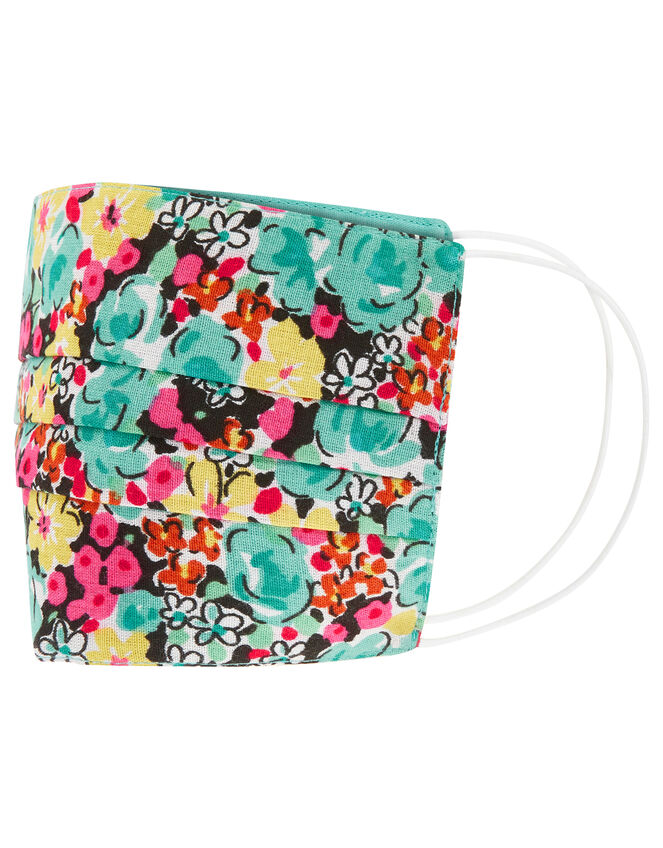 Abstract Floral Pleated Face Mask, , large