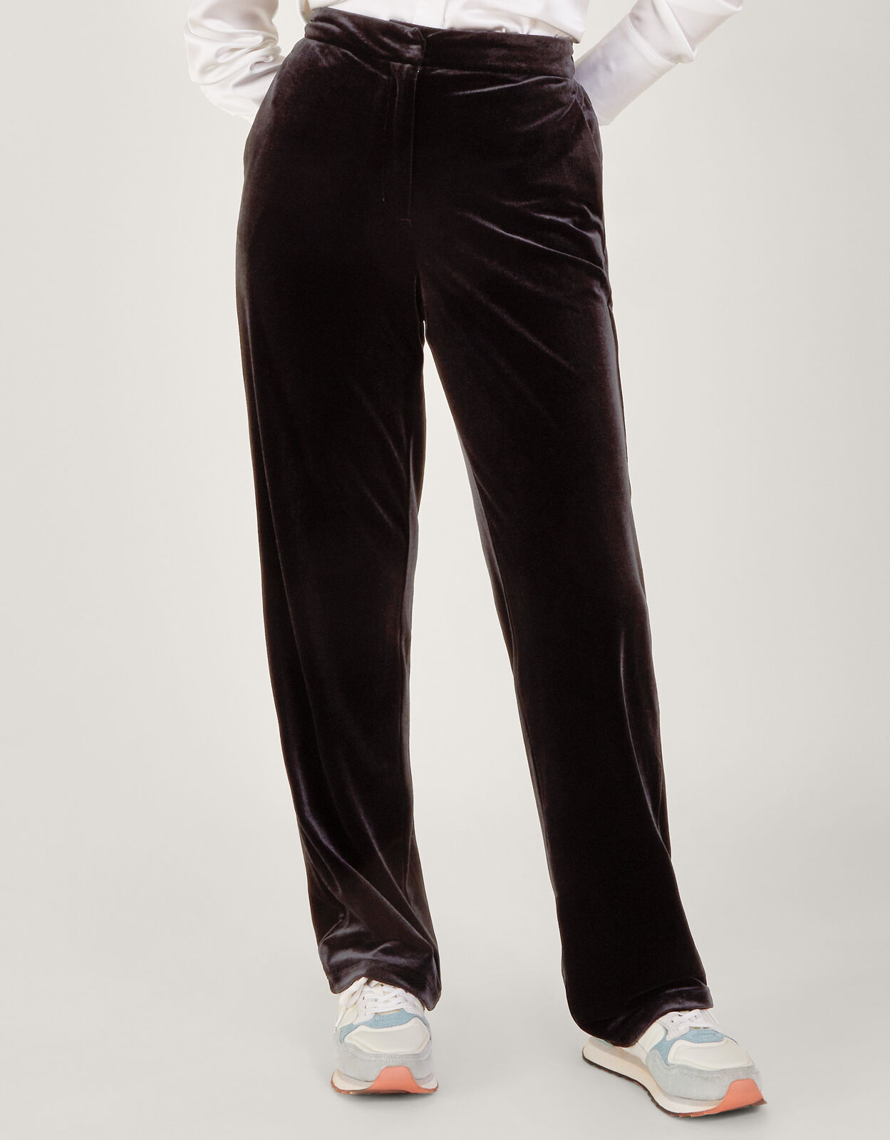 Maria Velvet Straight Leg Trousers Black Trousers Leggings Monsoon Global