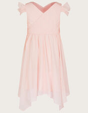 Cold-Shoulder Wrap Dress in Recycled Polyester, Pink (PINK), large