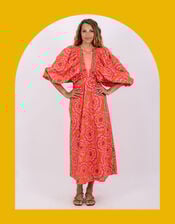 Sundress Tiya Floral Maxi Dress, Orange (CORAL), large