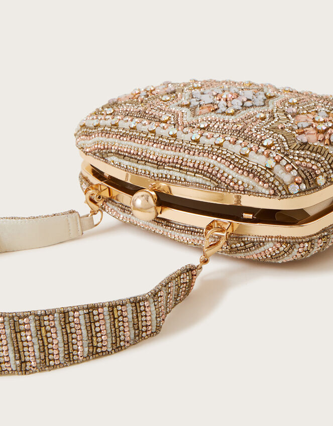 Floral Embellished Hardcase Clutch Bag, , large