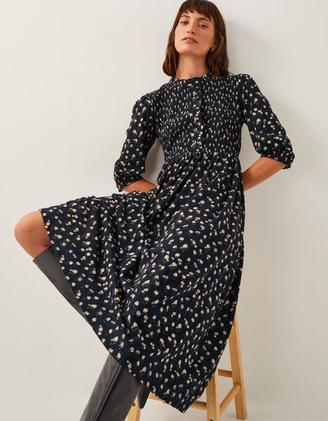 Orielle Print Jersey Midi Dress, Black (BLACK), large