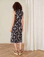Lydia Printed Jersey Wrap Dress, Blue (NAVY), large