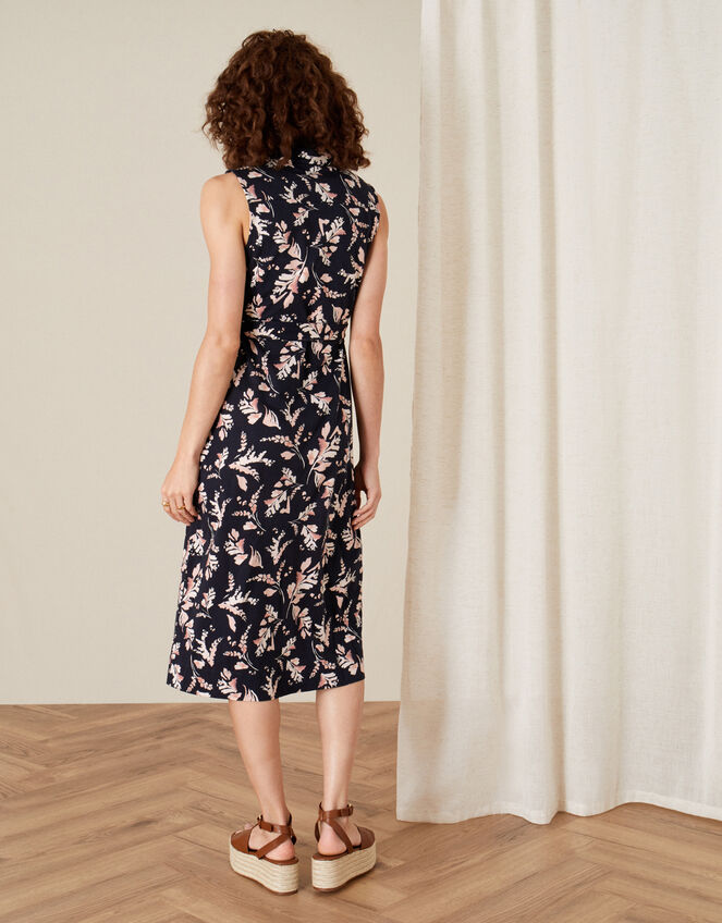 Lydia Printed Jersey Wrap Dress, Blue (NAVY), large