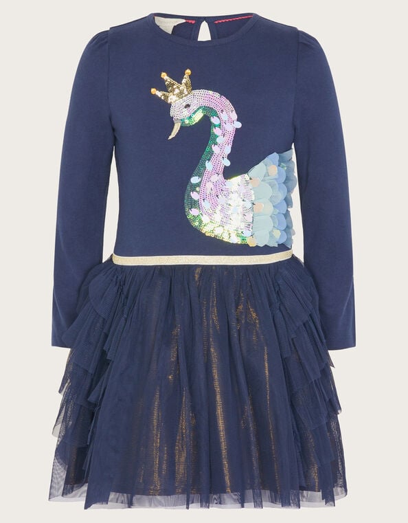 Disco Swan Dress, Blue (NAVY), large