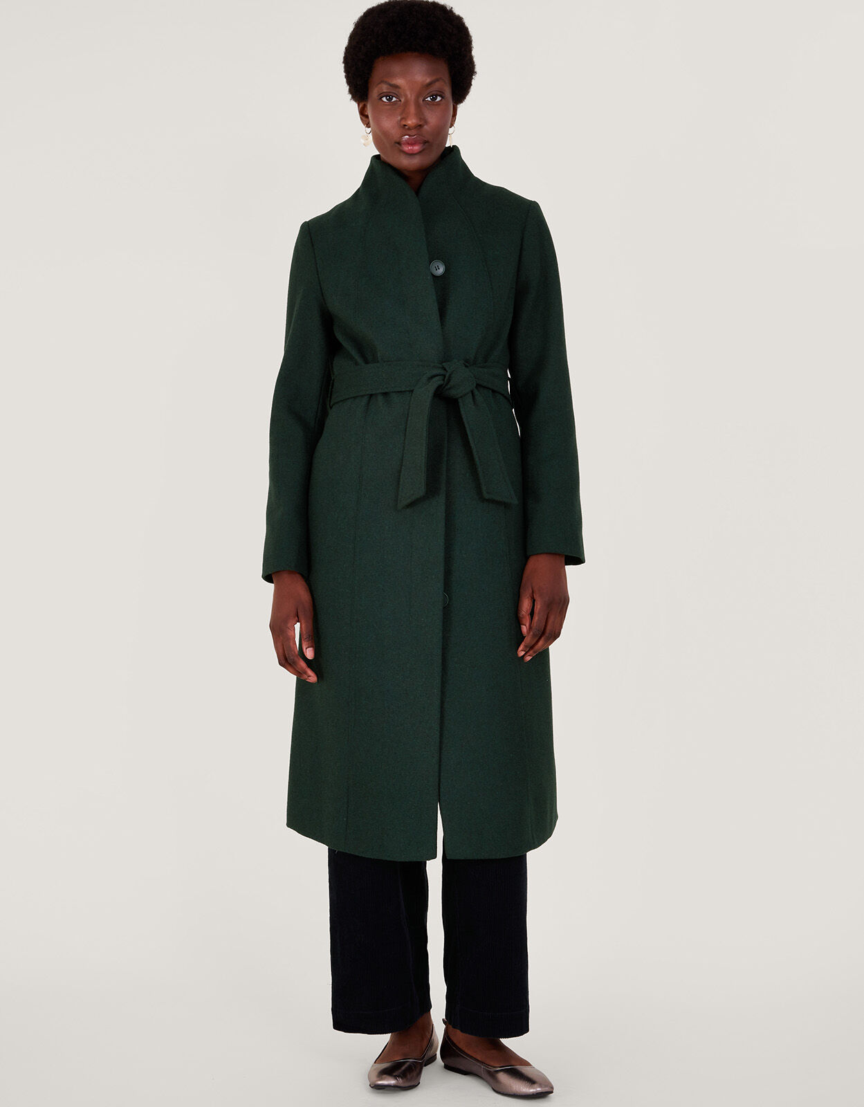 Green wool store coat ladies