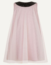 Ailani Sequin Bow Tulle A-Line Dress, Pink (PALE PINK), large