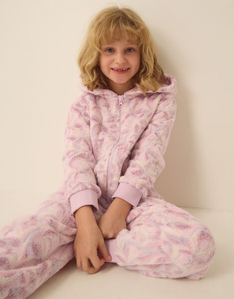 Glow In The Dark Bow Fleece Onesie, Pink (PINK), large