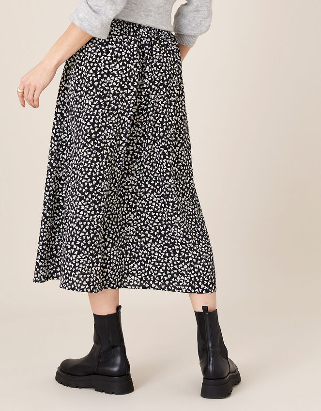 Monochrome Heart Midi Skirt, Black (BLACK), large