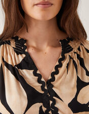 Annie Print Short Sleeve Top, Black (BLACK), large