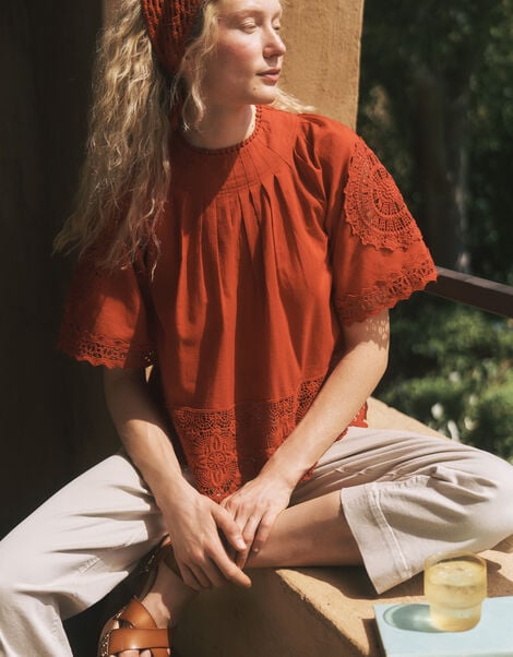 Emory Floral Lace Top, Red (RED), large