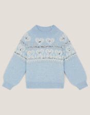 Sparkle Heart Sweater, Blue (BLUE), large