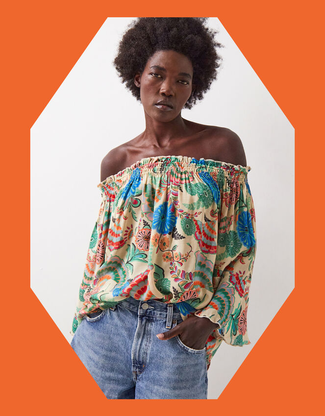 East Santa Maria Floral Bardot Top, Multi (MULTI), large