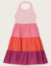 Colour Block Halter Neck Dress, Pink (PINK), large