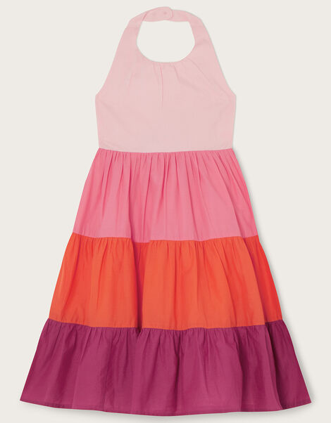 Colour Block Halter Neck Dress Pink, Pink (PINK), large