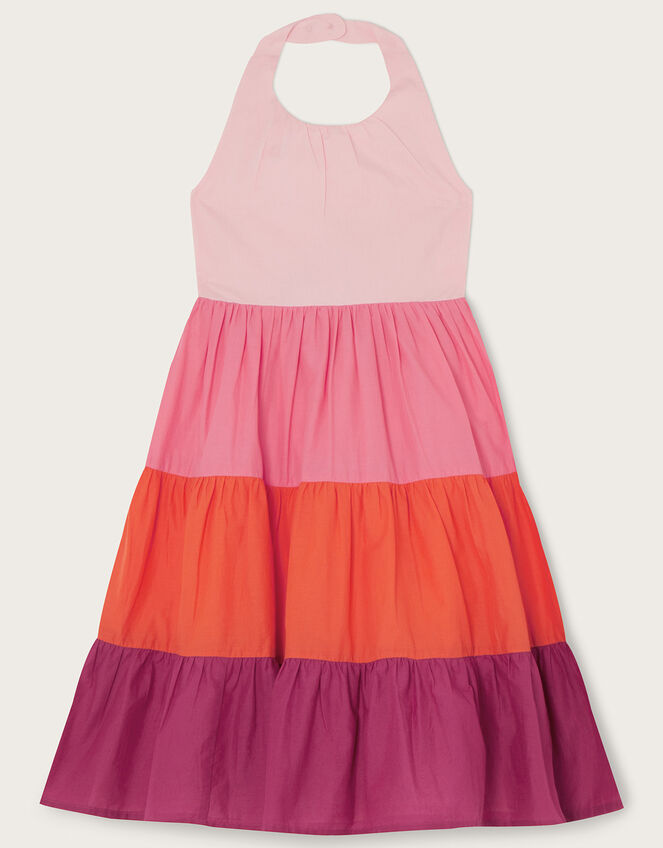 Colour Block Halter Neck Dress, Pink (PINK), large