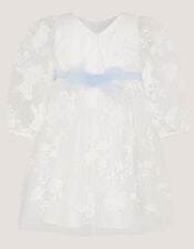Baby Beatrice Floral Embroidered Tulle Dress, Ivory (IVORY), large