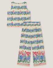 Clara Floral Print Top & Pants Set, Ivory (IVORY), large